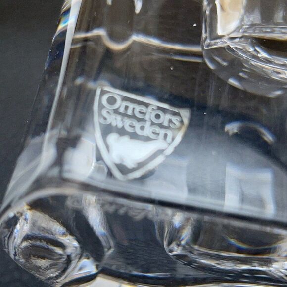 Orrefors Sweden Crystal Candle Holders Clear Heavy Puzzle Piece Votives Set of 2 - Picture 5 of 11